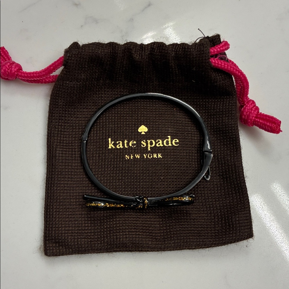 kate spade black and gold bow bangle bracelet - Picture 5 of 5